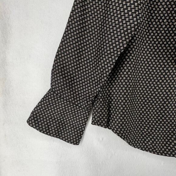 Lauren Ralph Lauren 100% Silk Blouse Black White Geometric Print Belted M - Picture 4 of 8